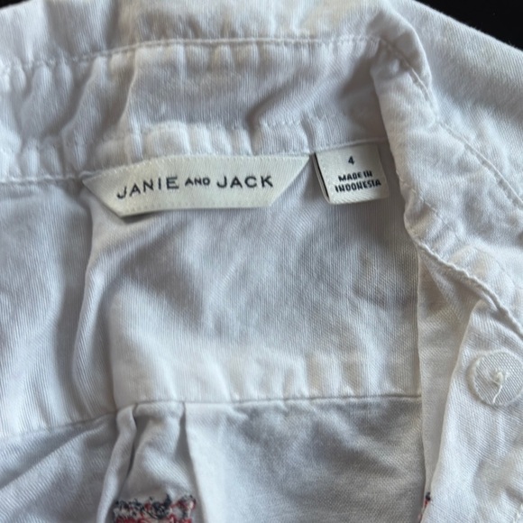 Janie and Jack Red and White Button Down Shirt with trains holiday - Picture 3 of 4